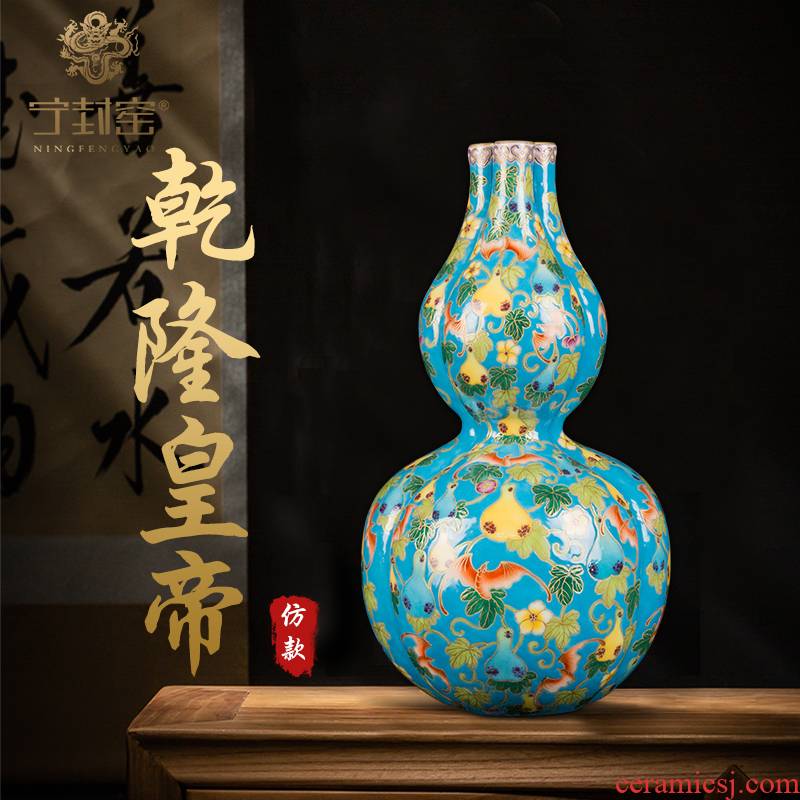 Better sealed up with jingdezhen ceramic vase furnishing articles sitting room hand - made descendants of Chinese antique ten thousand new generation three tube bottle gourd