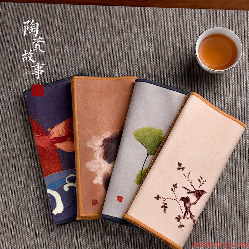 Ceramic story deerskin wool double tea towel tea table cloth, thickening bibulous tea towel table MATS tea accessories