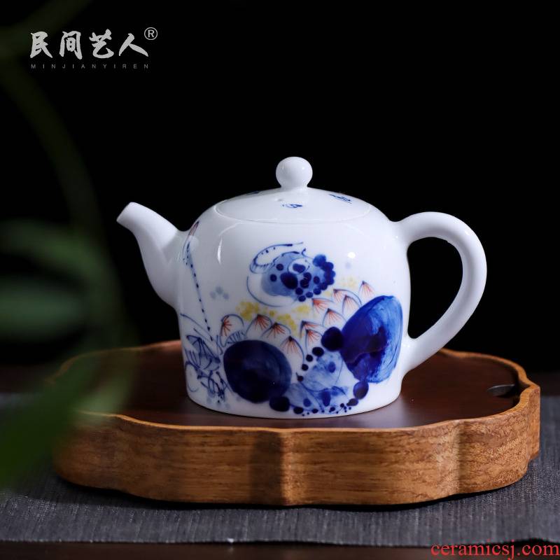 Harmony is the little teapot kung fu tea tea ware jingdezhen blue and white porcelain ceramic hand - made household small pot