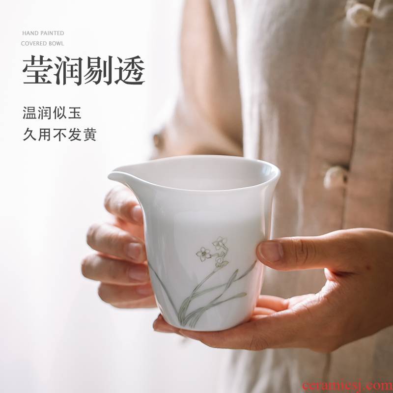 Prevent hot pure hand - made kung fu tea set more heat resistant ceramic points of tea ware fair keller cup pure manual jingdezhen