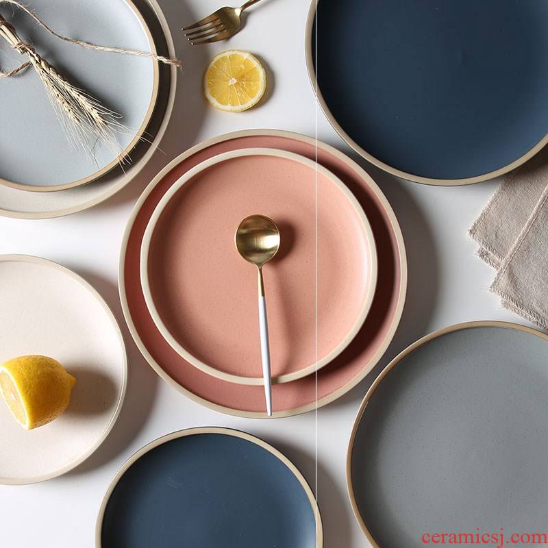 The Home plate plate disc beefsteak web celebrity porcelain ins Nordic ceramic tableware, Japanese matte enrolled breakfast tray