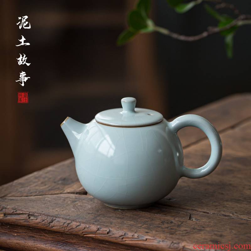 Hand your up teapot was slicing can be a single pot jingdezhen undressed ore ceramic porcelain crack celadon gift boxes