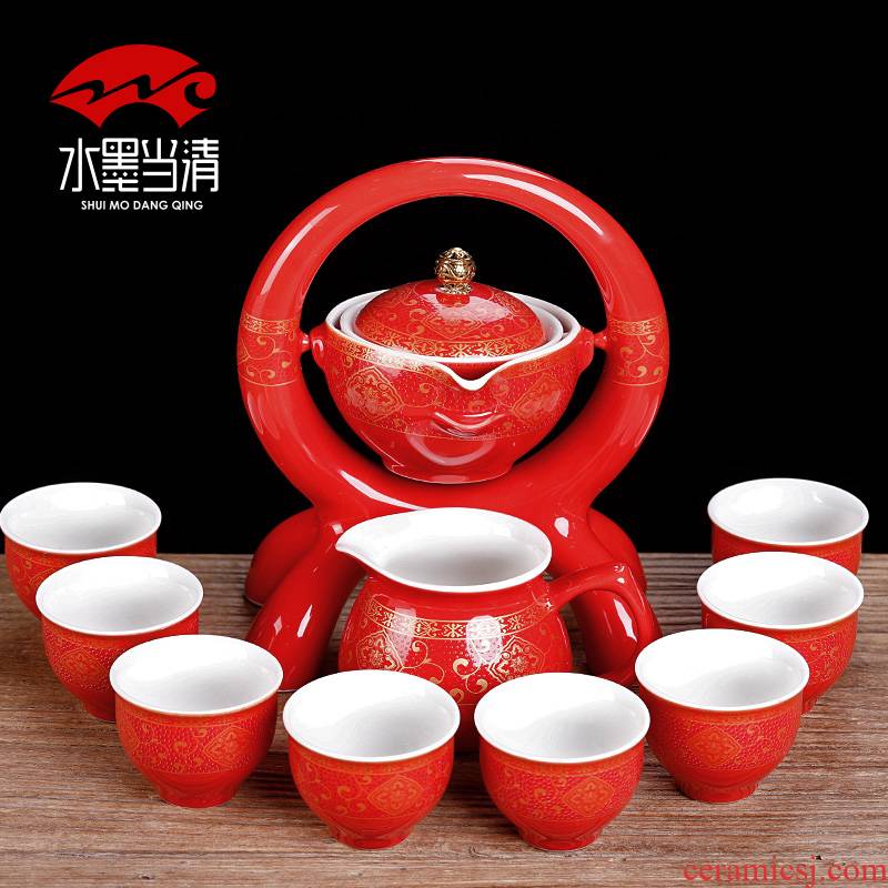 Chinese style restoring ancient ways is semi - automatic kung fu tea set ceramic household living room couch potato modern move contracted tea