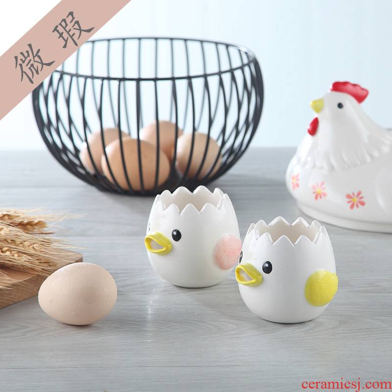 View the best creative cartoon ceramic household egg egg yolk egg white separator separator filter for use