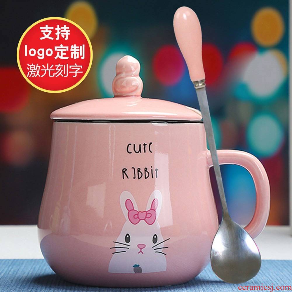 About the glass ceramic cup getting express animals mark cup couples students breakfast cup cup with cover spoon coffee cup