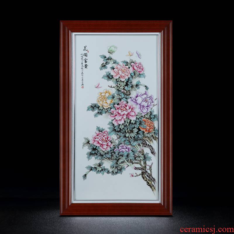Famille rose porcelain plate painting jingdezhen archaize sitting room background wall Chinese style restaurant adornment vertical version of porcelain hang a picture