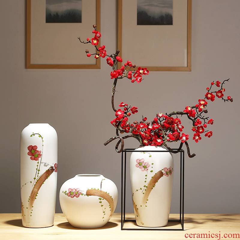Modern new Chinese vase crafts porcelain contracted sitting room porch mesa vase decoration suit furnishing articles