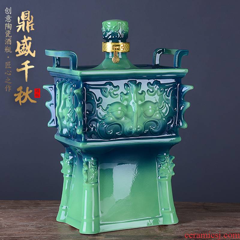 An empty bottle of jingdezhen ceramic household 5 jins of 10 jins to jars with creative wine gift box sealing aged hip flask
