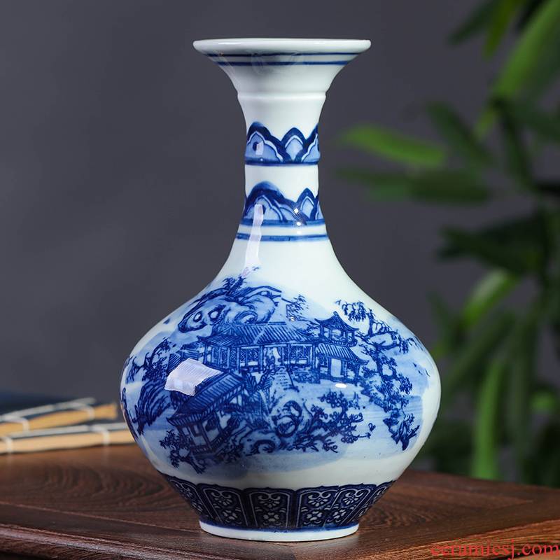 Blue and white porcelain of jingdezhen ceramics floret bottle flower rich ancient frame furnishing articles Chinese vase decoration home decoration