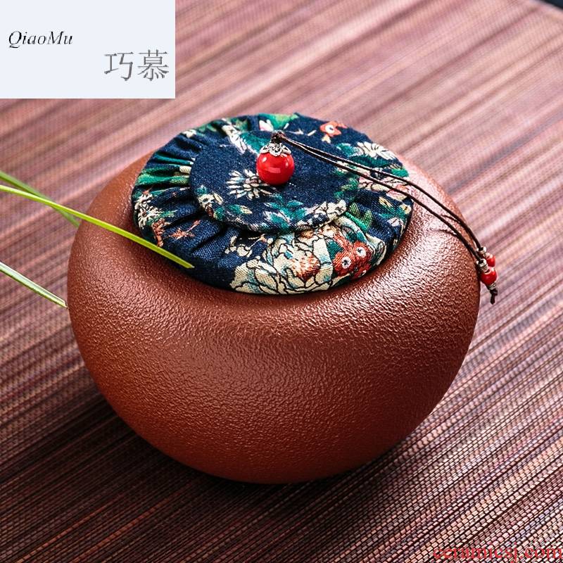 Qiao mu, yixing purple sand tea pot spread receives manual sealing mud painting pu 'er tea ware ceramic ricer box cylinder wake up