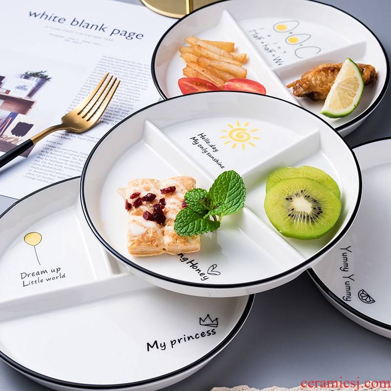 Ceramic frame plates reduced fat one creative food tableware suit household adult breakfast dishes three separate plate