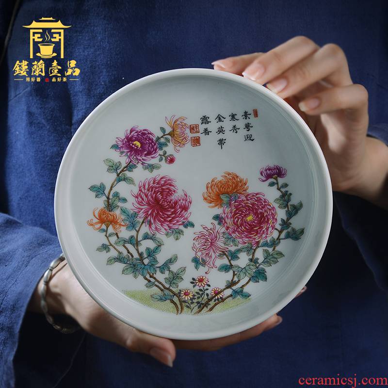 Jingdezhen ceramic kung fu tea pot bearing tea tray hand - made pastel CongJu figure all hand dry terms plate cup saucer