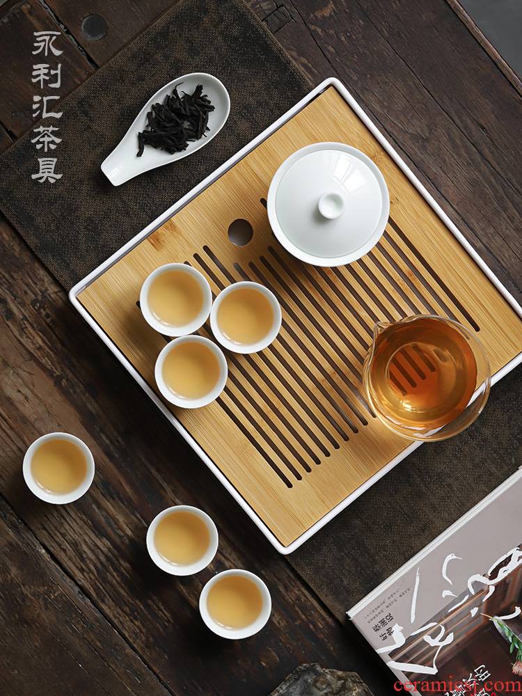 Kung fu tea cups suit small household set of tureen sitting room tea light Japanese key-2 luxury white porcelain of jingdezhen ceramics