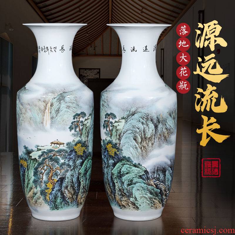 Jingdezhen ceramics new Chinese style of large vase sitting room hotel decor hand - made pastel furnishing articles written by famous experts