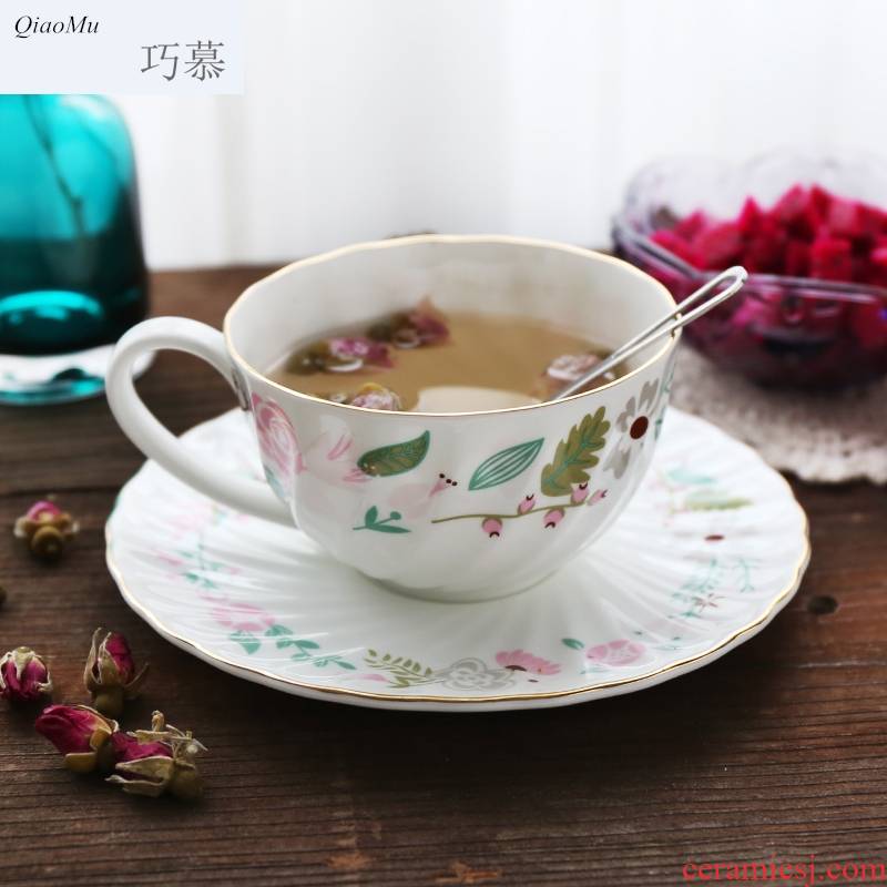 Qiao mu European high ipads porcelain fine ceramic coffee cups and saucers suit small broken flower of rural wind English afternoon tea cups