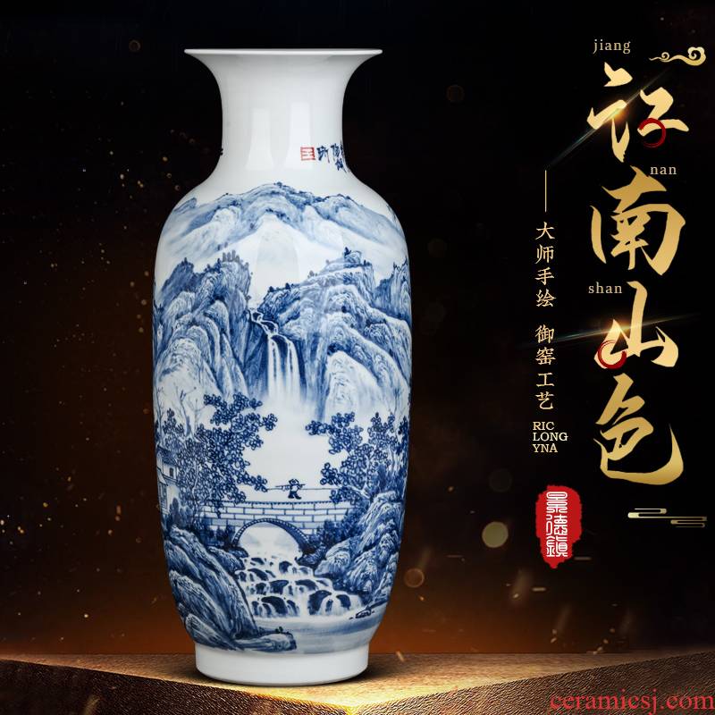 The Master of jingdezhen blue and white porcelain vase furnishing articles hand - made ceramics dried flower arranging flowers sitting room of Chinese style household ornaments
