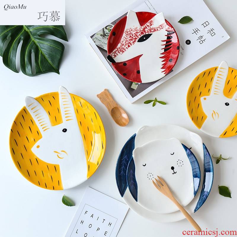 Qiao mu children cartoon express baby animals ceramic plate breakfast dish dish dessert snacks snacks plates