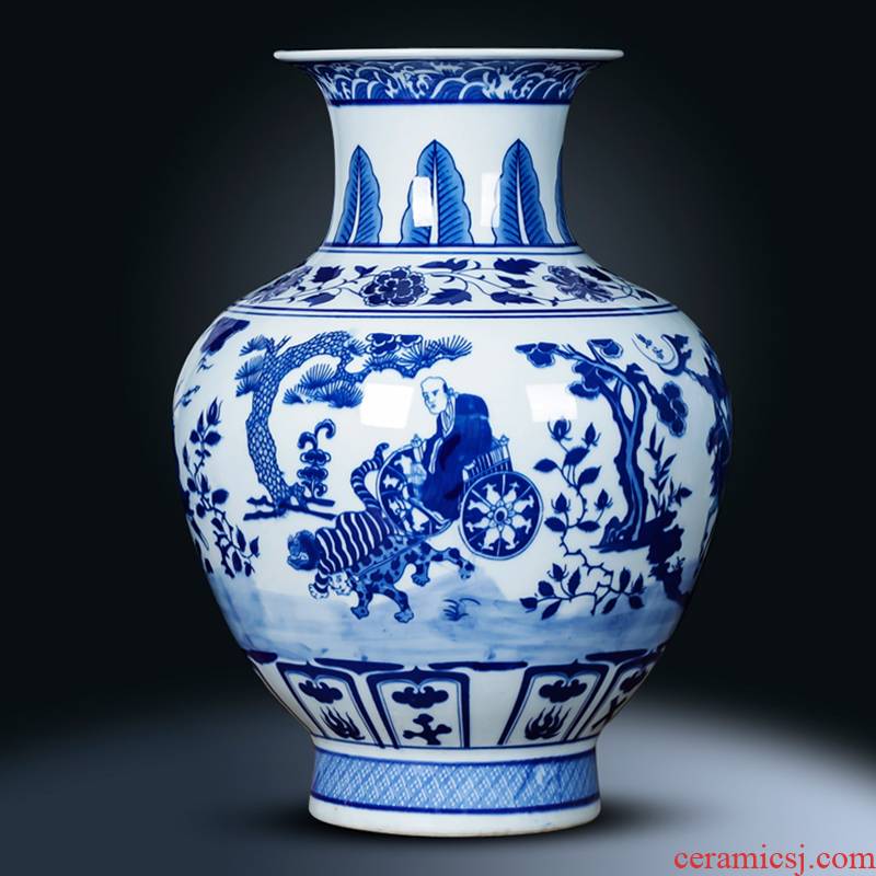 Jingdezhen ceramics archaize yuan blue and white vase furnishing articles to restore ancient ways the new Chinese style household living room TV cabinet decoration