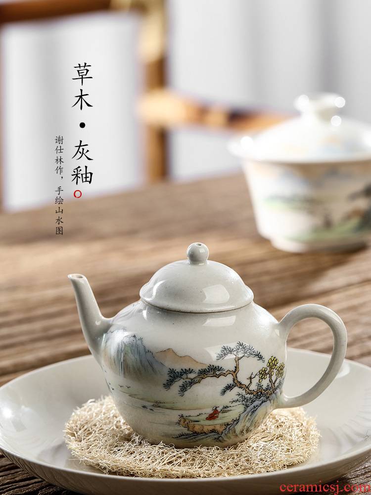 Jingdezhen checking Chinese teapot kunfu tea ball hole, small pot of hand - made of ceramic tea pot of single pot, kettle