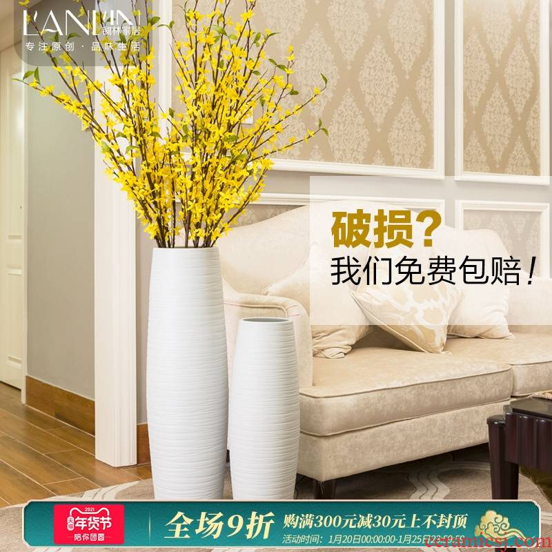 Ground vase large white I and contracted simulation package dried flowers flower arrangement sitting room porch ceramic furnishing articles