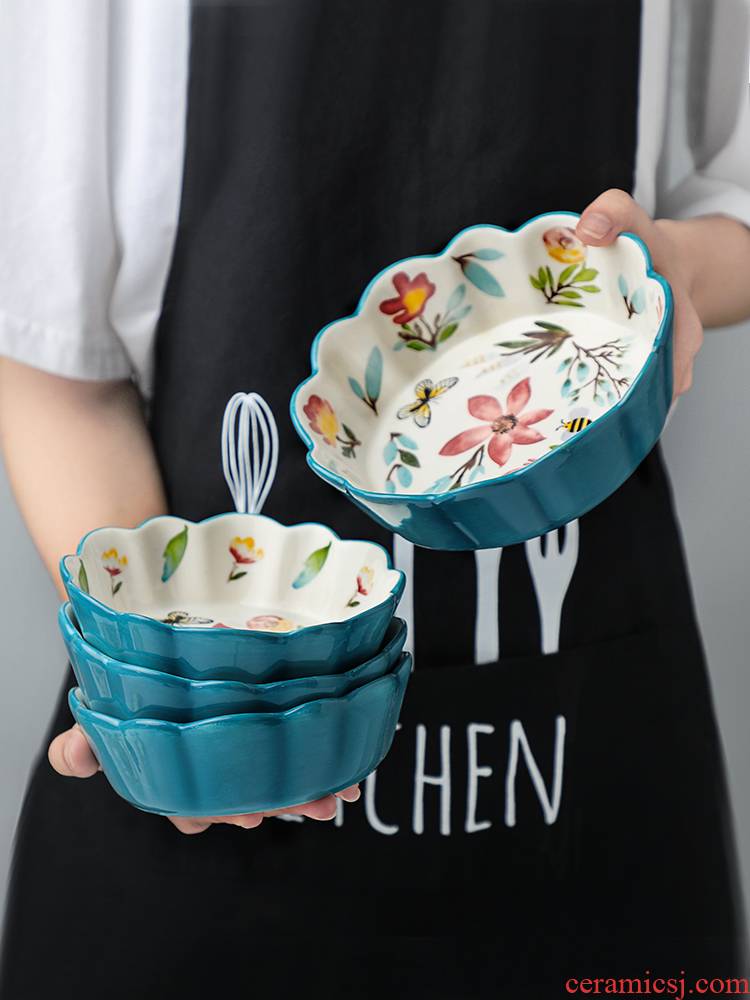 Ceramic Japanese cherry small bowl individual household creative move and lovely young girl heart fruit salad bowl dishes