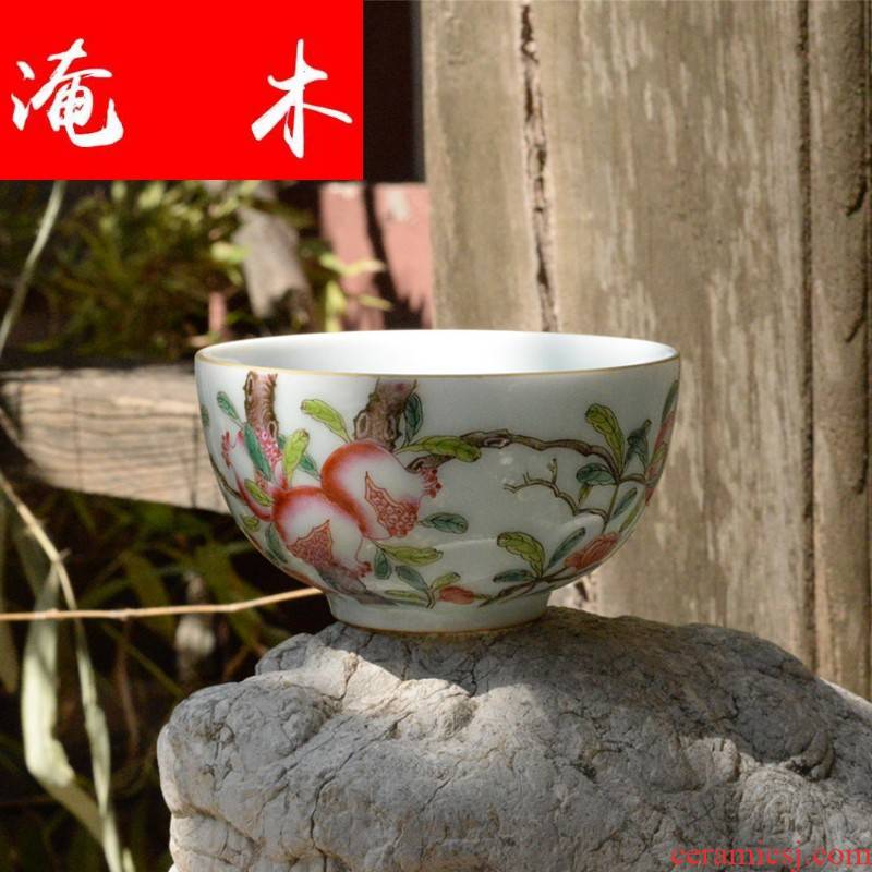 Submerged wood jingdezhen all hand hand tea set to make a fire archaize maintain enamel glaze color peach bowl is on the individual