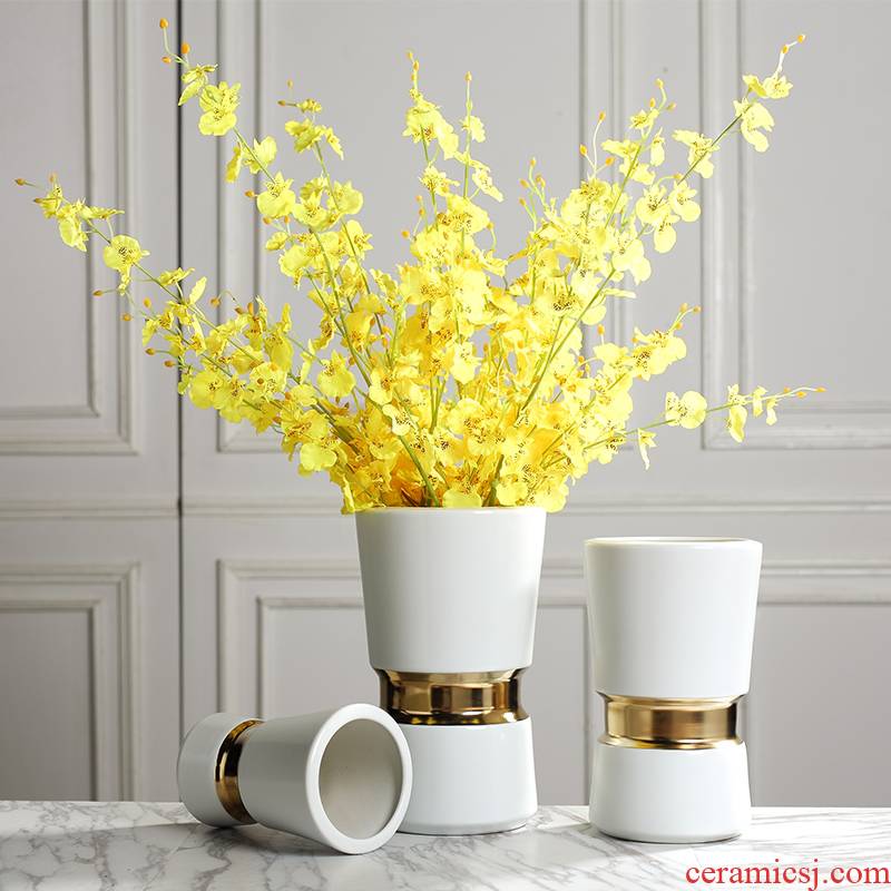 Modern light key-2 luxury household ceramic vase sample room soft adornment Nordic dried flowers, flower arranging flowers, furnishing articles soft outfit
