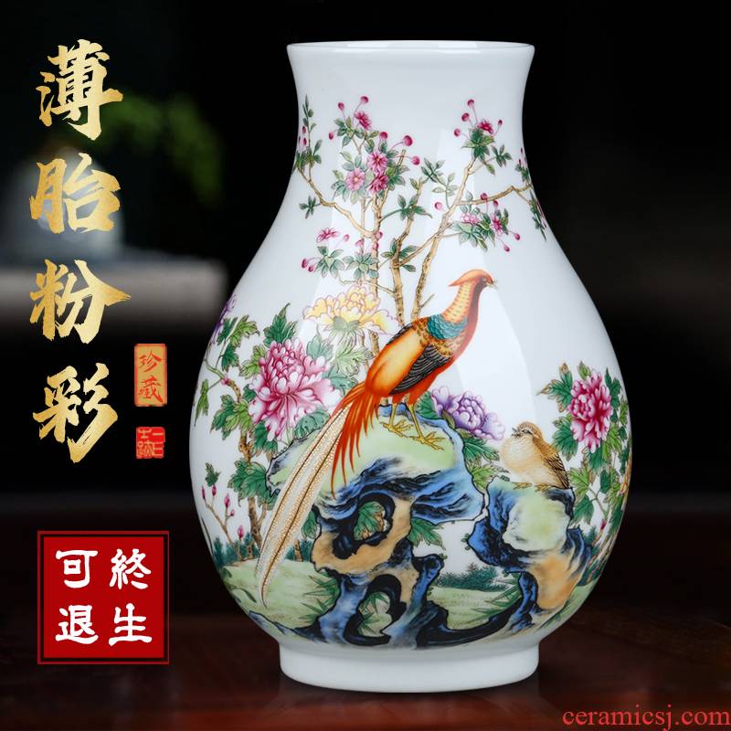 Jingdezhen ceramics powder enamel vase floral outraged flower arranging new sitting room of Chinese style household furnishing articles table decoration decoration