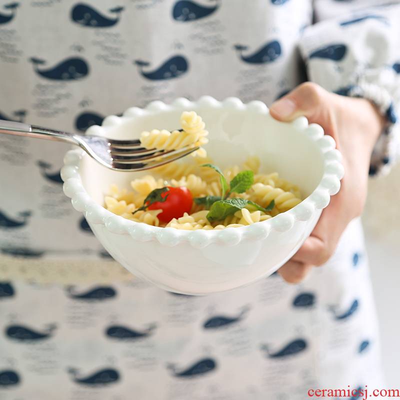 Creative household Nordic peach heart couples move steamed egg fruit salad bowl dessert combination ceramic bowl