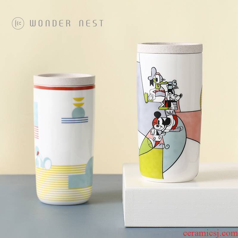 Disney legal authorization of the 90th anniversary with mickey insulation double cup with lid creative ceramic mugs