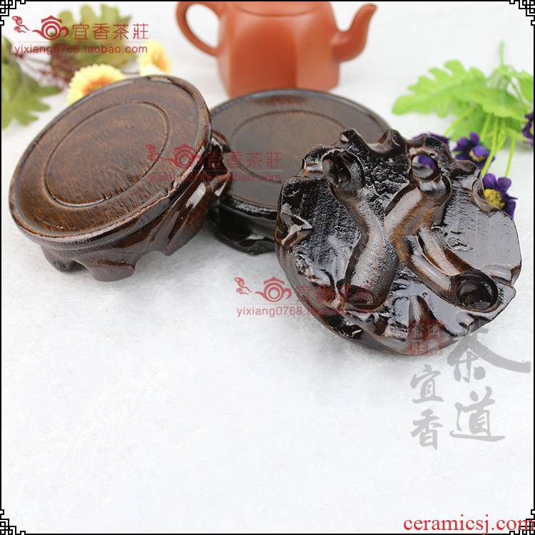 Violet arenaceous kung fu tea cup teapot yixing it real wood base purple sand tea set many single base