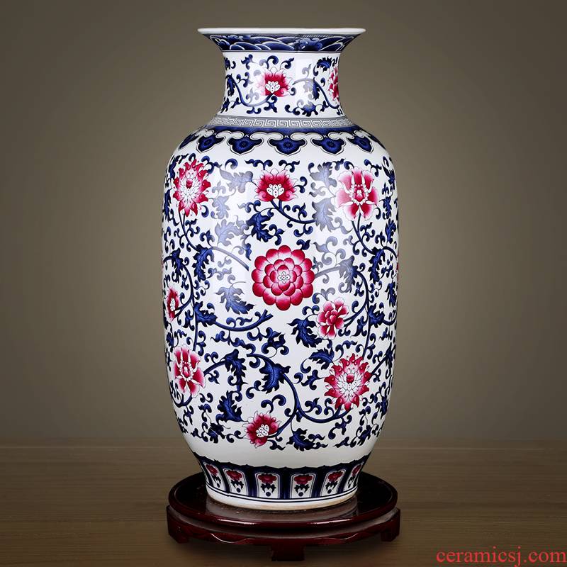 Furnishing articles hand - made antique blue and white porcelain vases, flower arranging is jingdezhen porcelain ceramic porch decoration large living room