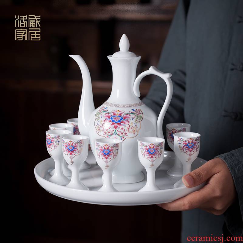 Wine, liquor cup home singularity points of Chinese liquor small wind a small handleless Wine cup of jingdezhen ceramic Wine suits for