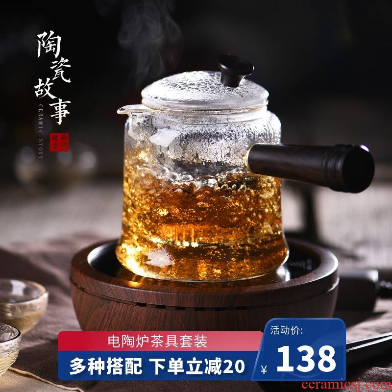 Electric ceramic story TaoLu boiled suit high - temperature thickening glass teapot tea set single pot of domestic tea stove to boil tea