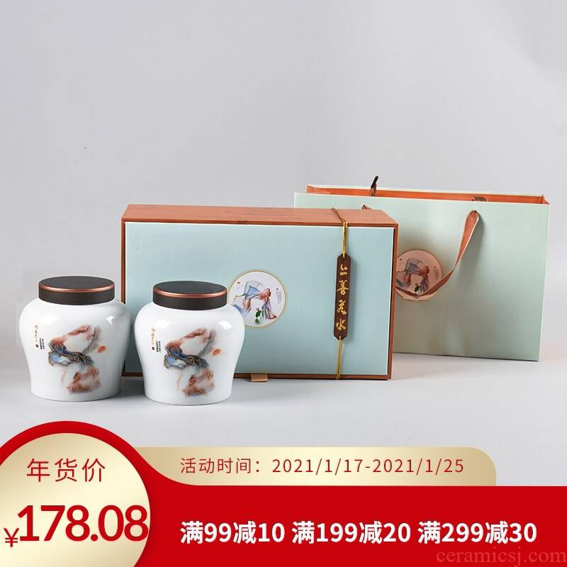 Poly real (view the tea gift boxes aneroid aneroid tea pot ceramic seal moisture tea box