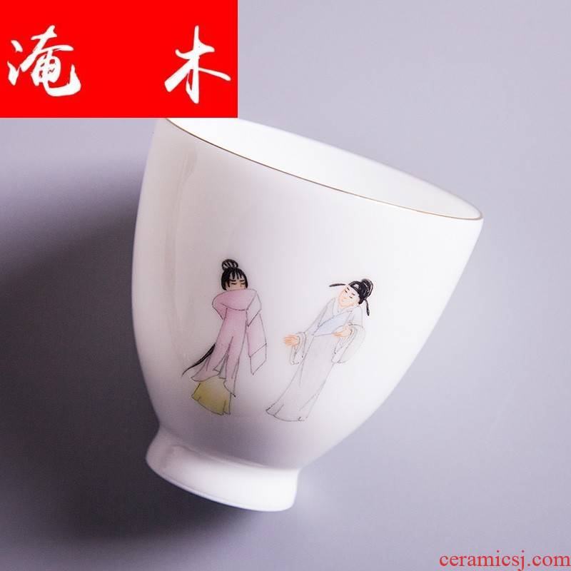 Submerged wood sample tea cup pure manual hand - made pastel characters of jingdezhen kung fu tea set personal single CPU master CPU