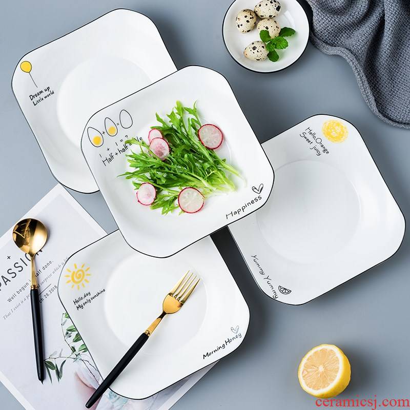 Four ceramic dish household food dish suits for love creative web celebrity fruit bowl soup plate plate Nordic tableware