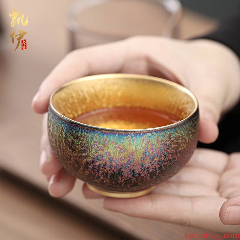Manual fine gold colorful variable sample tea cup single glass ceramic cups of tea to use the master cup kung fu tea cups