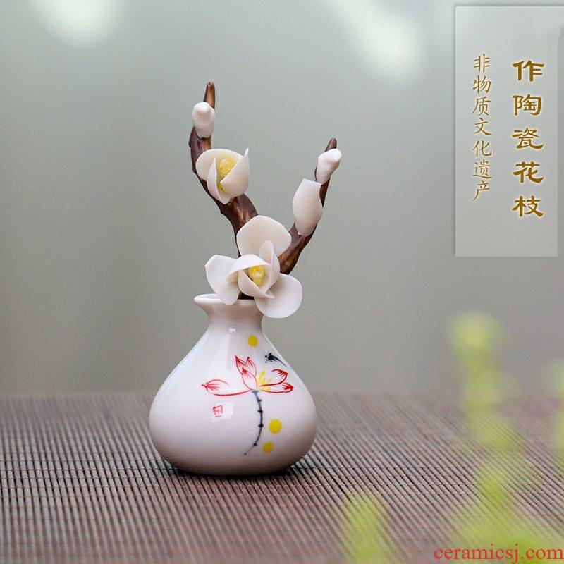 Can make pet ceramic hand flowers manual yulan name plum blossom put creative boutique branch raise camellia small desktop furnishing articles furnishing articles