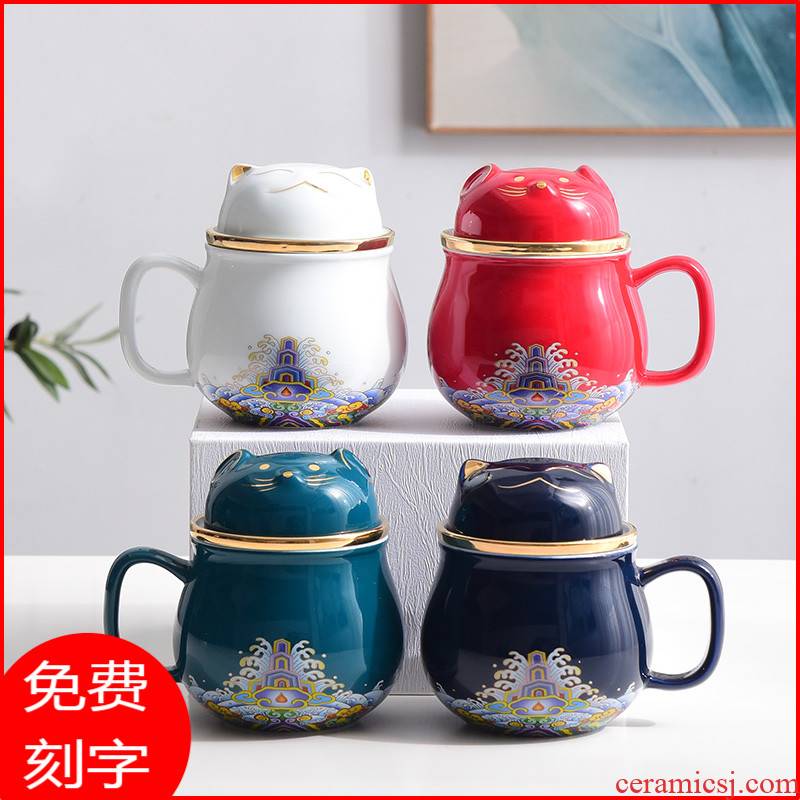 Ceramic portable mini cup keller office make tea tea cup getting express filtering cup silver cup silver