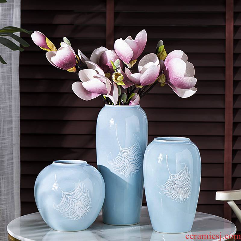 New Chinese style ceramic floret bottle Nordic sitting room place table creative flower arranging aquatic flowers contracted dry flower decoration