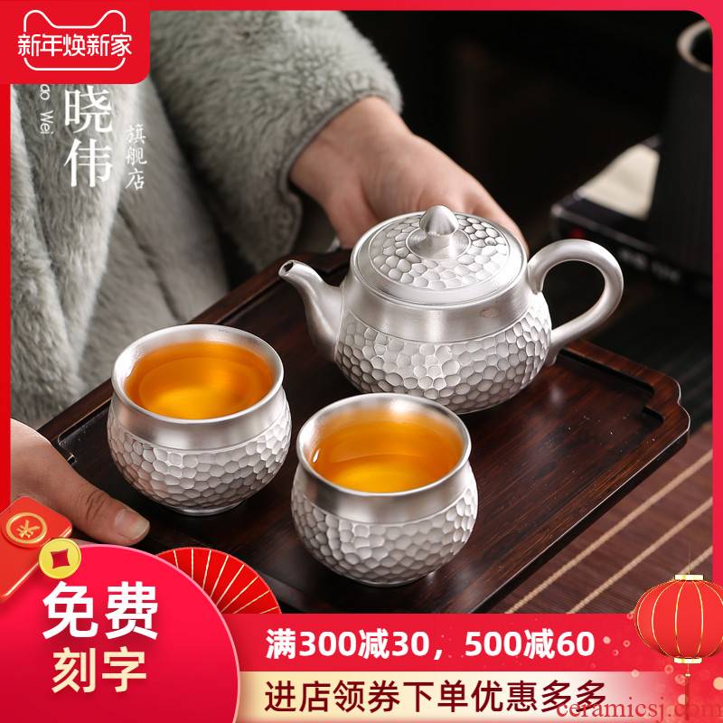 999 sterling silver cup to crack a pot of two cups of 2 Japanese ceramic portable travel kung fu tea set offices
