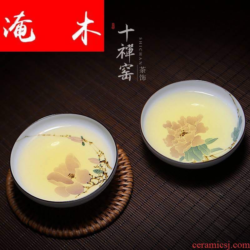 Submerged wood jingdezhen checking sample tea cup pastel flowers ceramic cups masters cup kung fu tea set