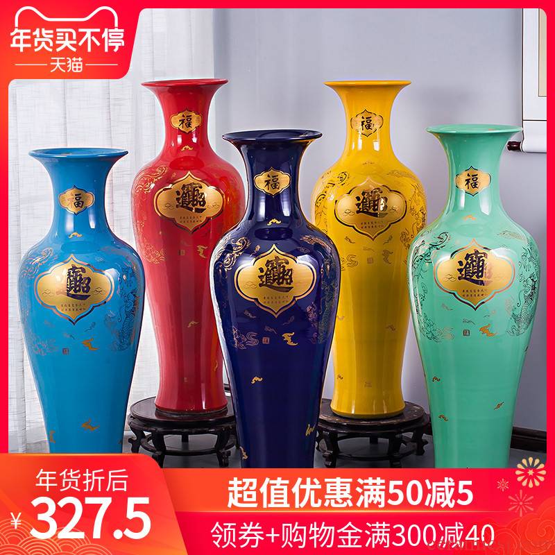 481 China jingdezhen ceramics red a thriving business of large vases, Chinese style living room the hotel decoration furnishing articles