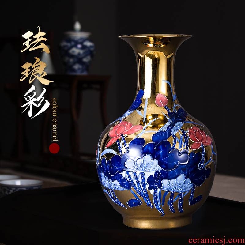 End of jingdezhen ceramic vase furnishing articles of Chinese style restoring ancient ways gold colored enamel years rich ancient frame than sitting room adornment