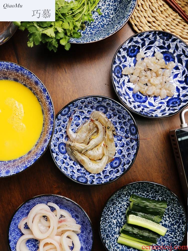 Qiao mu ceramic plates snacks Japanese cold snack plate creative dish fruit cake plate household deep dish