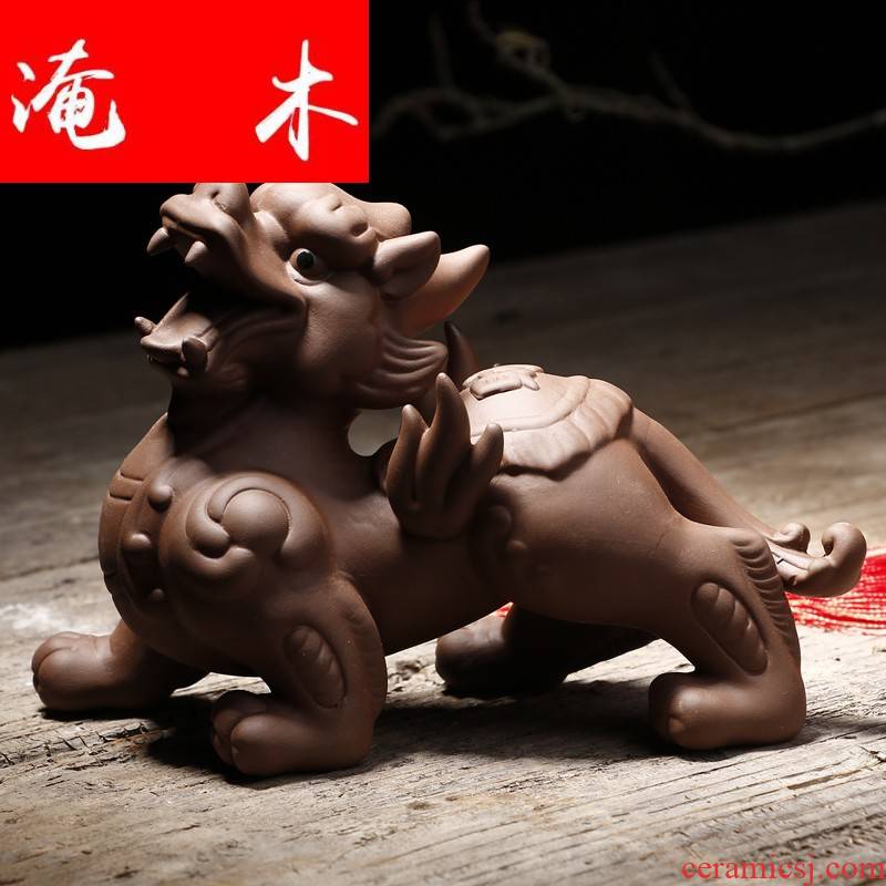 Flooded mu yi xin purple sand tea pet lucky town curtilage flying the mythical wild animal kunfu tea play home furnishing articles and tea accessories
