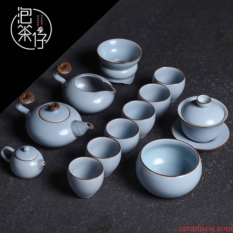 Tea seed your up kung fu Tea teapot teacup with ceramic piece of ice to crack open glaze of a complete set of household gifts gift boxes