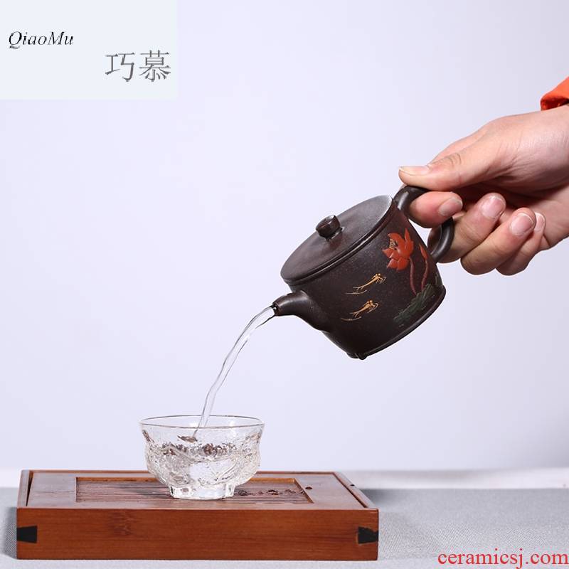 Qiao mu HM yixing undressed ore it all hand sand teapot tea house hidden black star han watt pot of new products