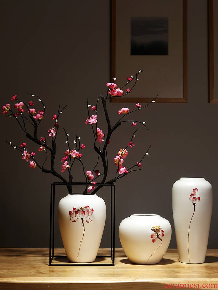 Jingdezhen ceramics vase study of new Chinese style white sitting room porch place simulation dried flowers flower arrangement suits for